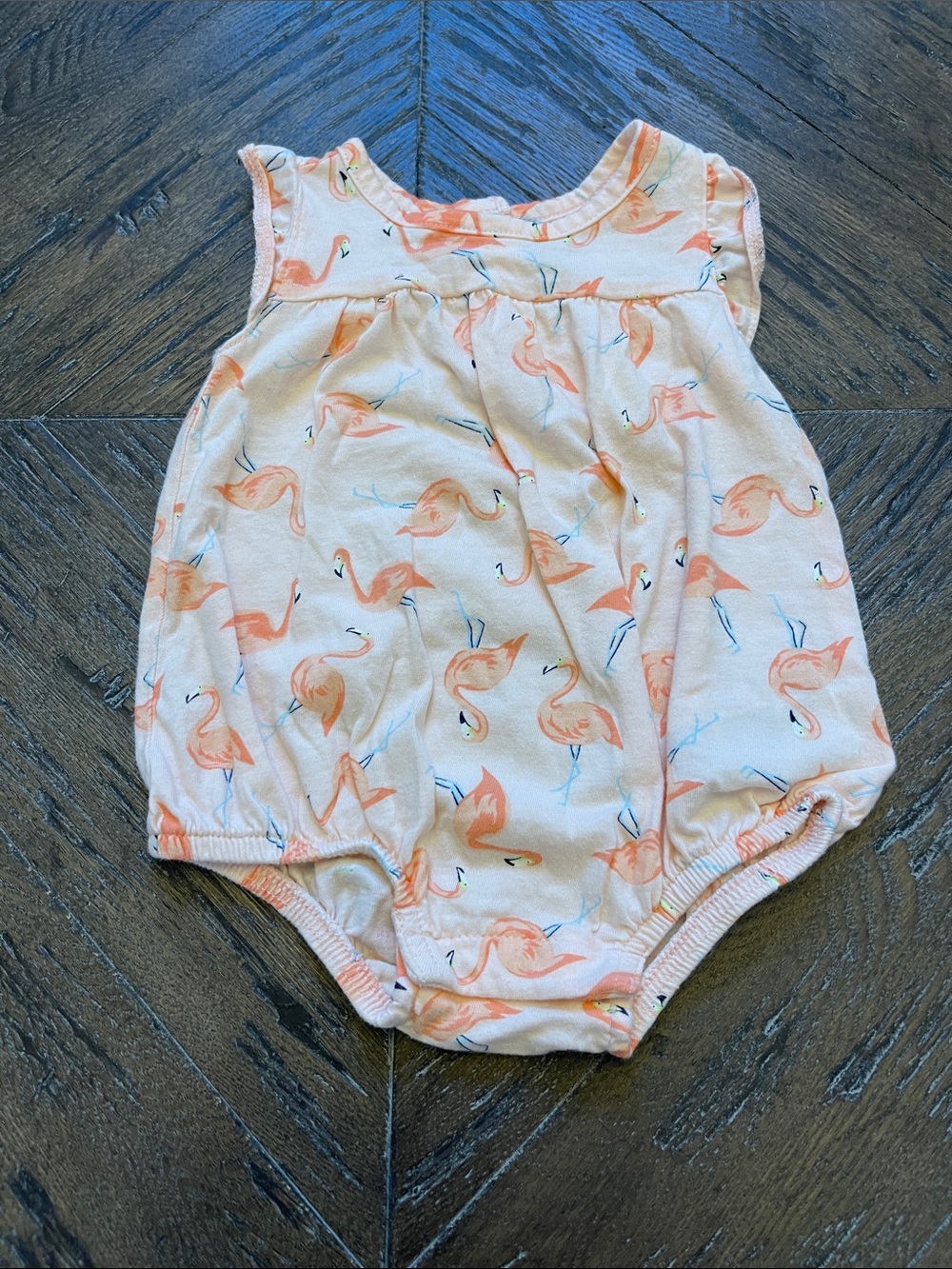 Old Navy Peach Flamingo Print Baby One-Piece Bodysuit